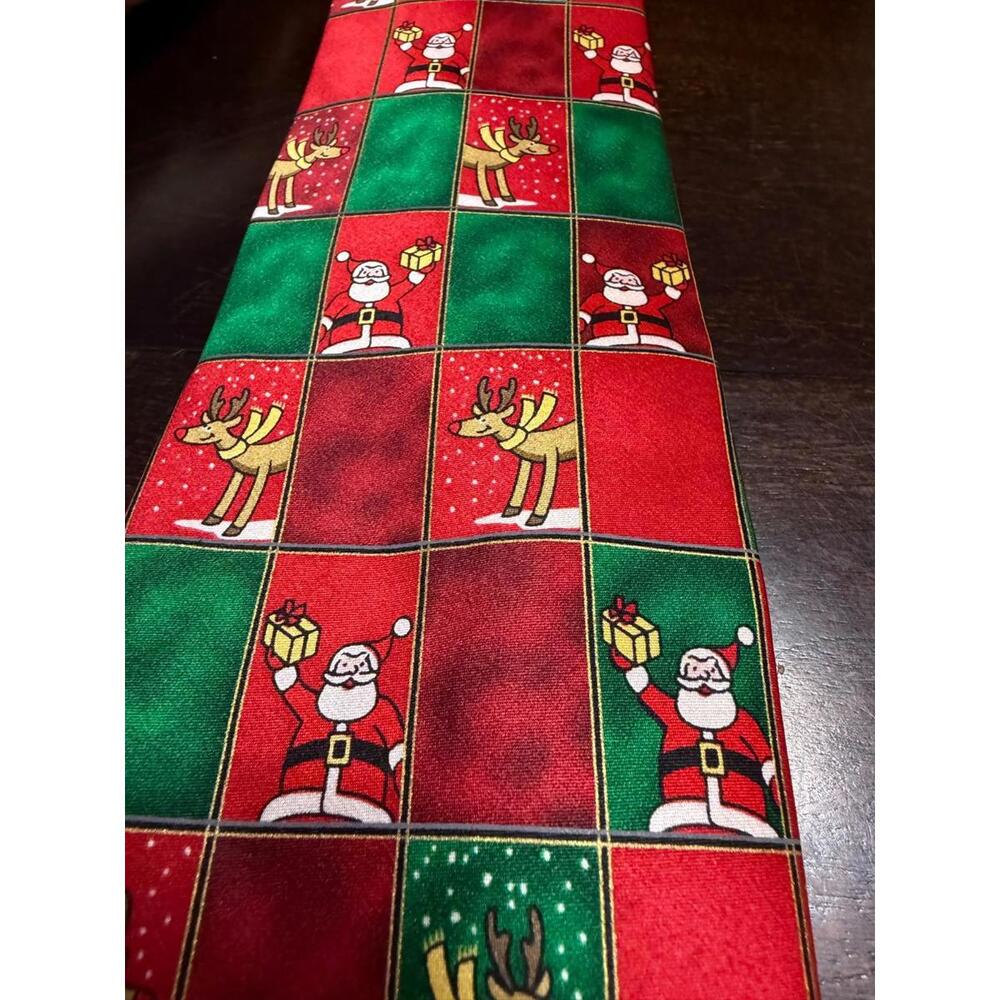 Noel 100% Silk Necktie Santa and Rudolph the Red-Nosed Reindeer Necktie